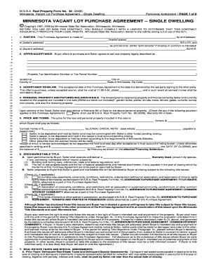 Minnesota Vacant Lot Purchase Agreement