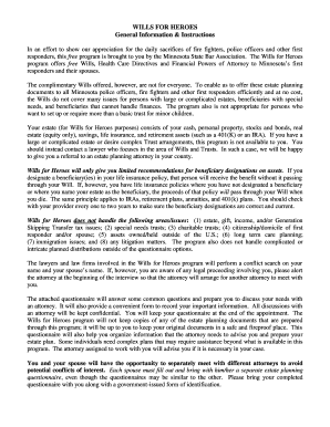 Minnesota Wills for Heroes Estate Planning Questionnaire