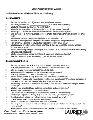 Interview template - academic questions