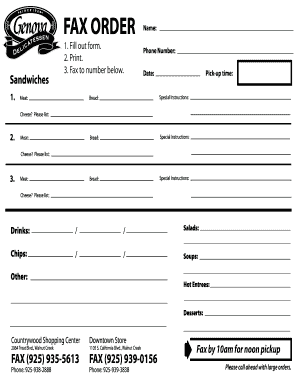Fax Order Form