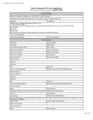 Metro Community FCU Loan Application