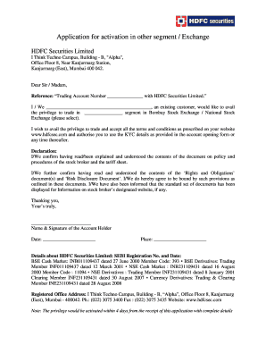 HDFC Securities Trading Account Activation Form