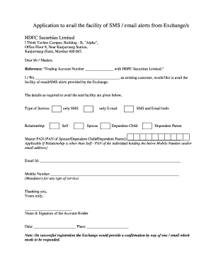 HDFC Securities SMS/Email Alerts Application