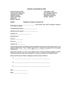 Change in Customer ID Form