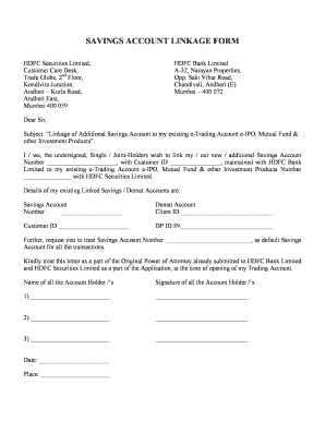 Savings Account Linkage Form