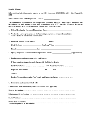 HDFC Securities Additional Client Information Form