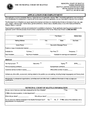 Municipal Court of Seattle Employment Application