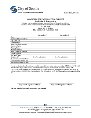 Seattle Carpool Parking Application Form