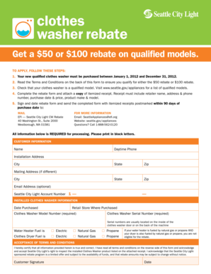 Seattle City Light Clothes Washer Rebate Form