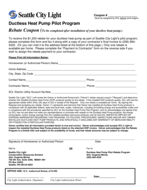 Seattle City Light Ductless Heat Pump Rebate Coupon