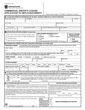 Pennsylvania Commercial Driver’s License Replacement Form
