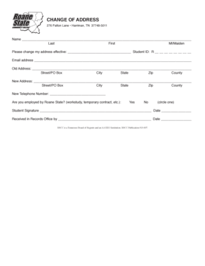 Roane State Change of Address Form