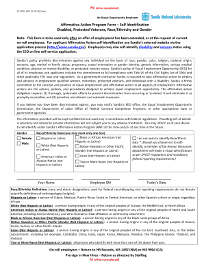 SF 4001-AAP Affirmative Action Program Form