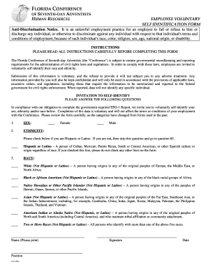 Florida Employee Voluntary Self Identification Form