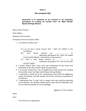 Rajiv Gandhi Equity Savings Scheme Declaration Form