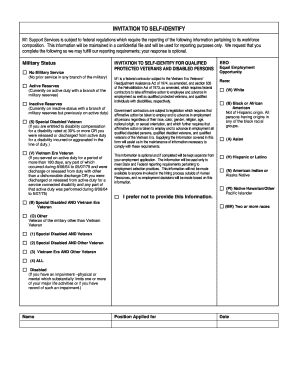 Invitation to Self-Identify for EEO Protected Veterans and Disabled Persons