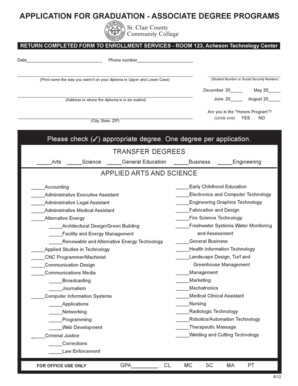 Application for Graduation - Associate Degree Programs