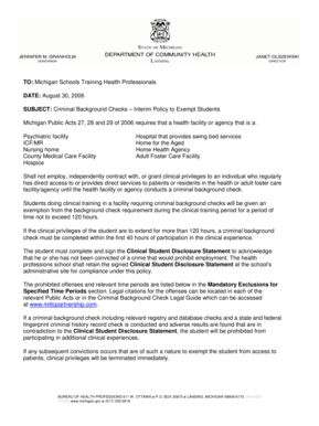 Michigan Clinical Student Disclosure Statement