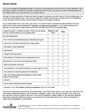 Stress Style Assessment Form