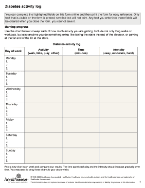 Diabetes Activity Log