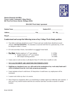 Wayne county work study form