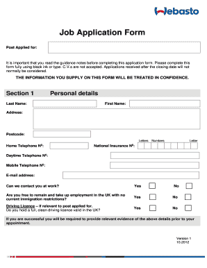 Job Application form (PDF, 85 kB) - Webasto