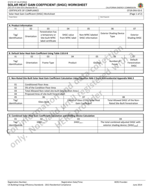 California Solar Heat Gain Coefficient Worksheet