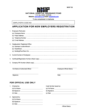 NHIF bApplicationb For New Employers