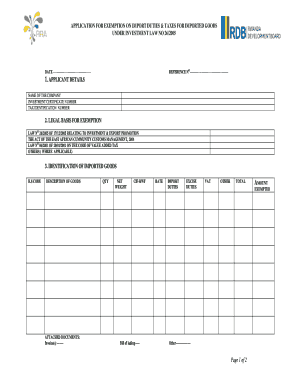 Rwanda Import Duties and Taxes Exemption Application