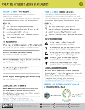 Mission and Vision Statement Template