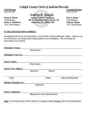 Lehigh County Address Change Form