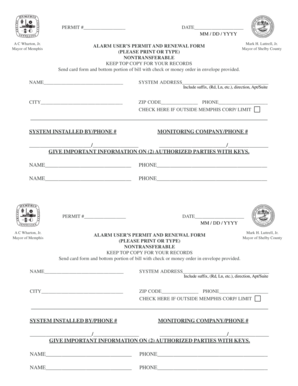 Alarm User’s Permit and Renewal Form