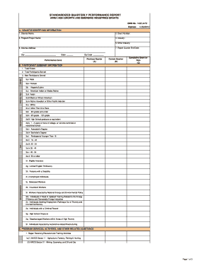 Standardized Quarterly Performance Report