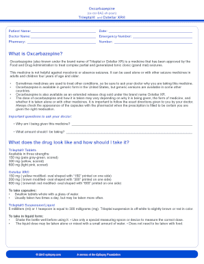 Oxcarbazepine Patient Information Form