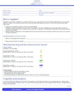 Tiagabine Patient Information Sheet