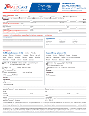 Oncology Enrollment Form
