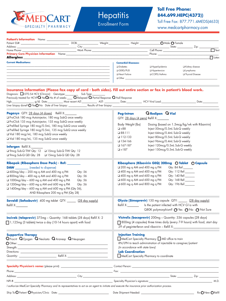 Fillable Online Hepatitis MedCart Specialty Pharmacy Fax Email Print
