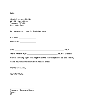 Appointment Letter for Exclusive Agent