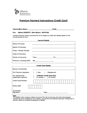 Liberty Insurance Credit Card Payment Form