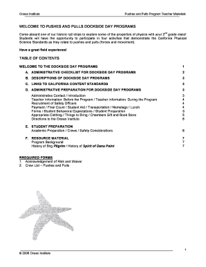 Ocean Institute Pushes and Pulls Program Teacher Materials