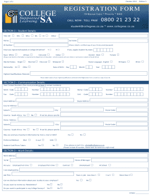 College SA Student Registration Form