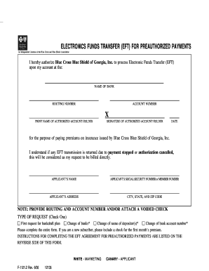Electronic Funds Transfer Authorization Form