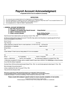 Aflac Payroll Account Acknowledgment Form