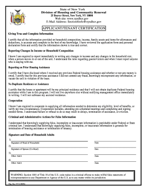 New York Section 8 Tenant Certification