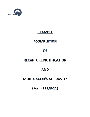 Recapture Notification and Mortgagor's Affidavit