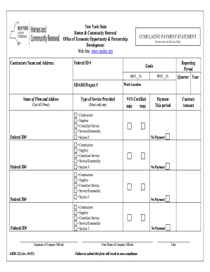 New York Cumulative Payment Statement