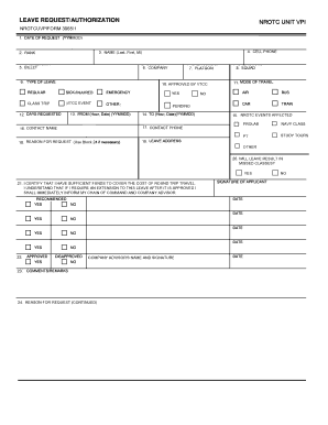Navy Leave Request Form