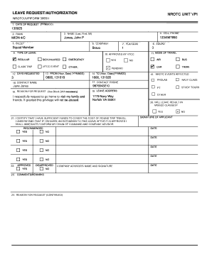 Navy Leave Request Form