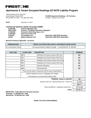 Commercial General Liability Insurance Application