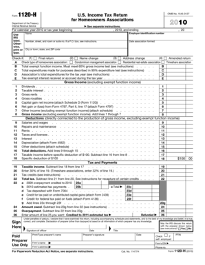 Form 1120-H US Income Tax Return for Homeowners Associations